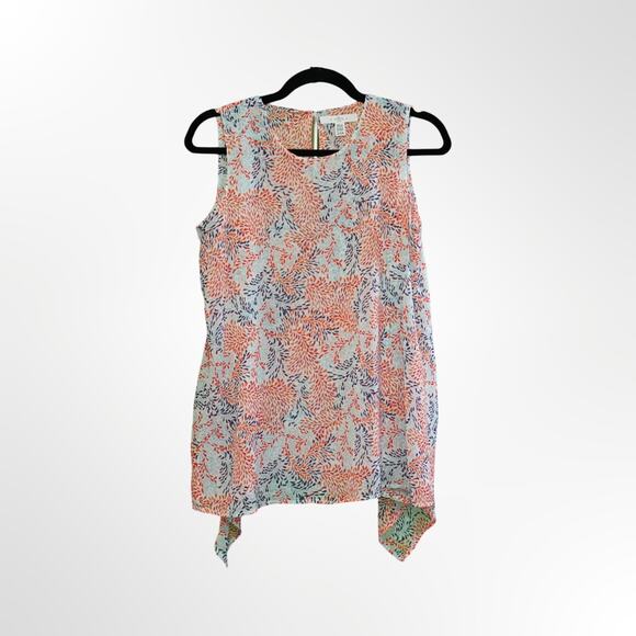 Fever Woman's Sleeveless Blouse Size S Orange/Blue - Picture 1 of 8